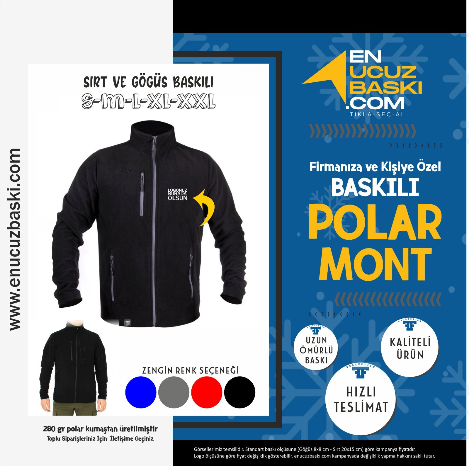 Baskılı Polar Mont