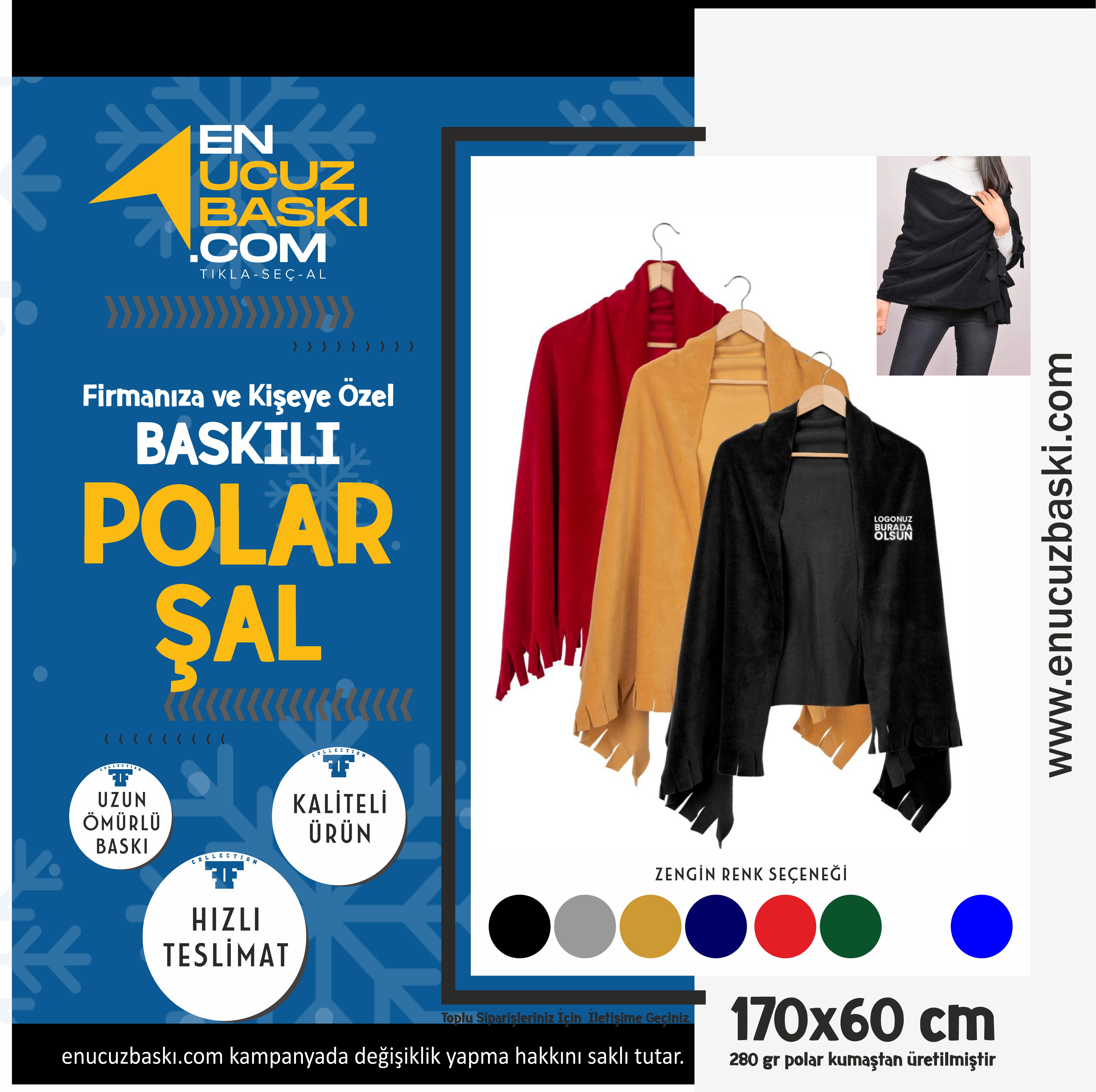 Baskılı Polar Şal