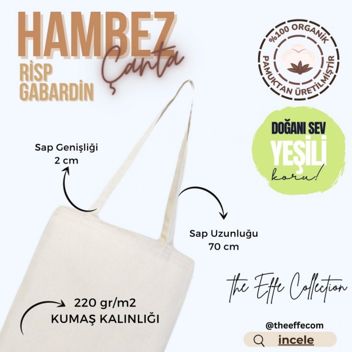 Rips Gabardin Hambez Çanta Rips Gabardin  35x40 Cm ( 25 Adet)